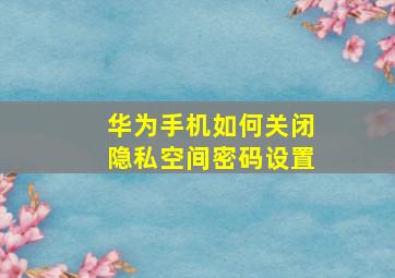 华为手机如何关闭隐私空间密码设置