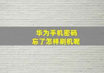 华为手机密码忘了怎样刷机呢