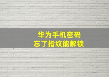 华为手机密码忘了指纹能解锁