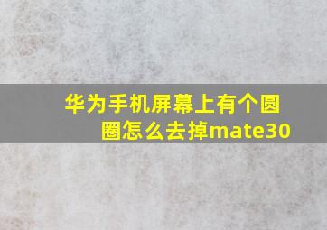 华为手机屏幕上有个圆圈怎么去掉mate30