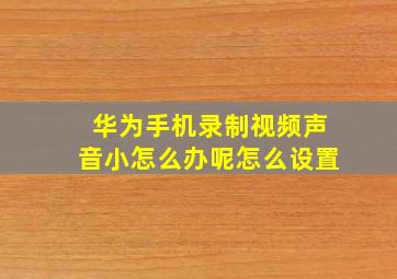 华为手机录制视频声音小怎么办呢怎么设置