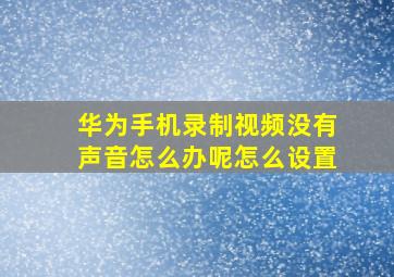 华为手机录制视频没有声音怎么办呢怎么设置