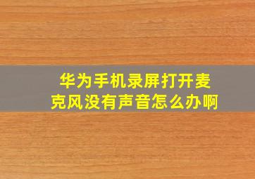 华为手机录屏打开麦克风没有声音怎么办啊