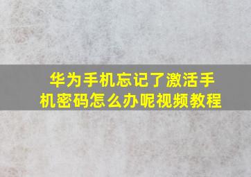 华为手机忘记了激活手机密码怎么办呢视频教程