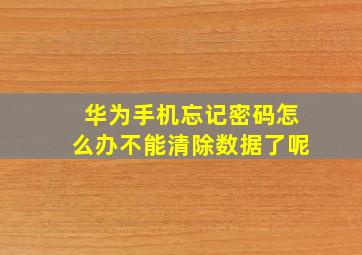 华为手机忘记密码怎么办不能清除数据了呢