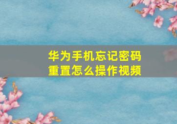 华为手机忘记密码重置怎么操作视频