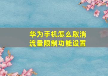 华为手机怎么取消流量限制功能设置