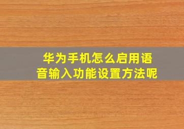 华为手机怎么启用语音输入功能设置方法呢