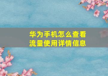 华为手机怎么查看流量使用详情信息