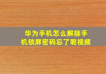 华为手机怎么解除手机锁屏密码忘了呢视频