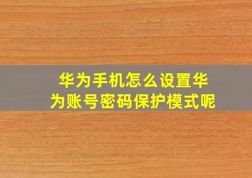 华为手机怎么设置华为账号密码保护模式呢