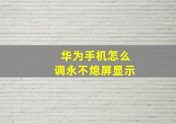 华为手机怎么调永不熄屏显示