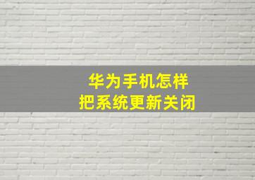 华为手机怎样把系统更新关闭