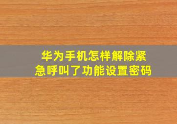 华为手机怎样解除紧急呼叫了功能设置密码