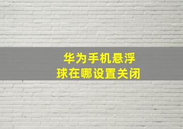 华为手机悬浮球在哪设置关闭