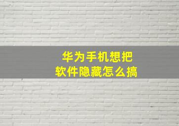 华为手机想把软件隐藏怎么搞