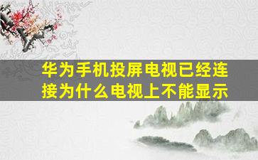 华为手机投屏电视已经连接为什么电视上不能显示