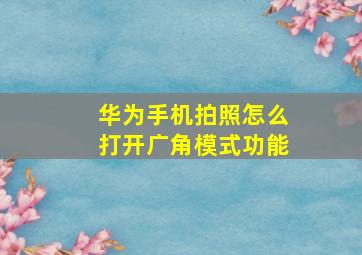 华为手机拍照怎么打开广角模式功能