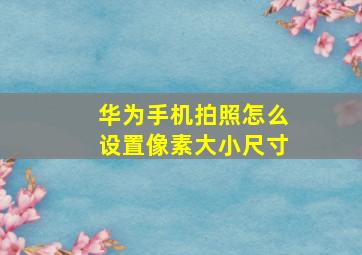 华为手机拍照怎么设置像素大小尺寸