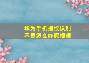 华为手机指纹识别不灵怎么办呢视频