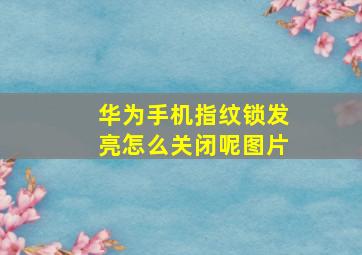 华为手机指纹锁发亮怎么关闭呢图片