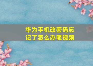 华为手机改密码忘记了怎么办呢视频