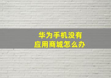 华为手机没有应用商城怎么办