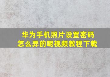 华为手机照片设置密码怎么弄的呢视频教程下载