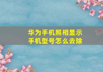 华为手机照相显示手机型号怎么去除