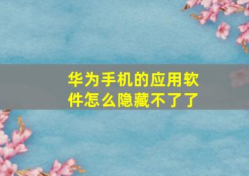 华为手机的应用软件怎么隐藏不了了