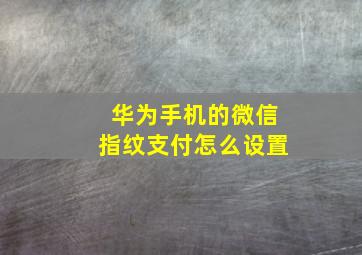 华为手机的微信指纹支付怎么设置