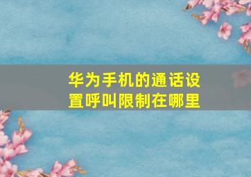 华为手机的通话设置呼叫限制在哪里