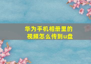 华为手机相册里的视频怎么传到u盘