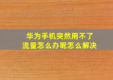 华为手机突然用不了流量怎么办呢怎么解决