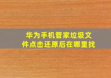 华为手机管家垃圾文件点击还原后在哪里找