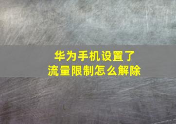 华为手机设置了流量限制怎么解除