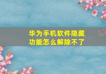 华为手机软件隐藏功能怎么解除不了