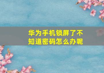 华为手机锁屏了不知道密码怎么办呢