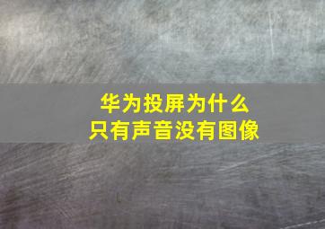 华为投屏为什么只有声音没有图像