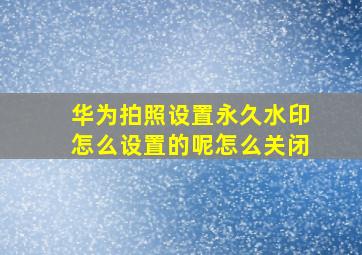 华为拍照设置永久水印怎么设置的呢怎么关闭