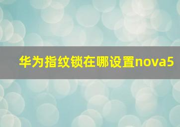 华为指纹锁在哪设置nova5