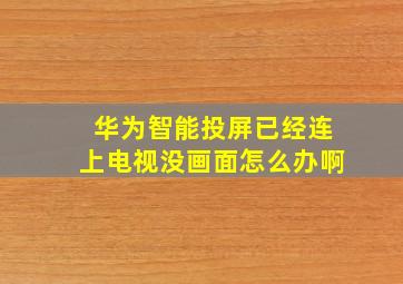 华为智能投屏已经连上电视没画面怎么办啊