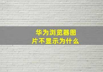 华为浏览器图片不显示为什么