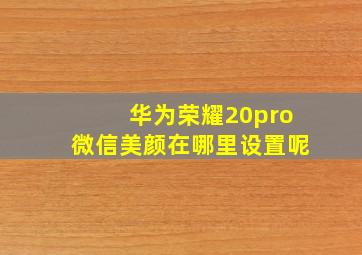 华为荣耀20pro微信美颜在哪里设置呢