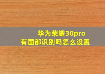 华为荣耀30pro有面部识别吗怎么设置