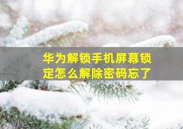 华为解锁手机屏幕锁定怎么解除密码忘了