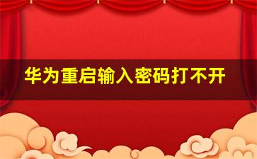 华为重启输入密码打不开