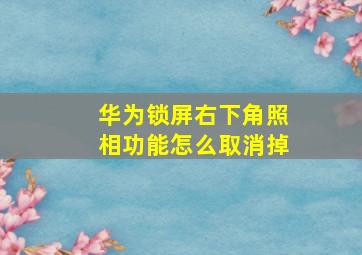 华为锁屏右下角照相功能怎么取消掉