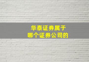 华泰证券属于哪个证券公司的