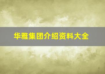 华雅集团介绍资料大全